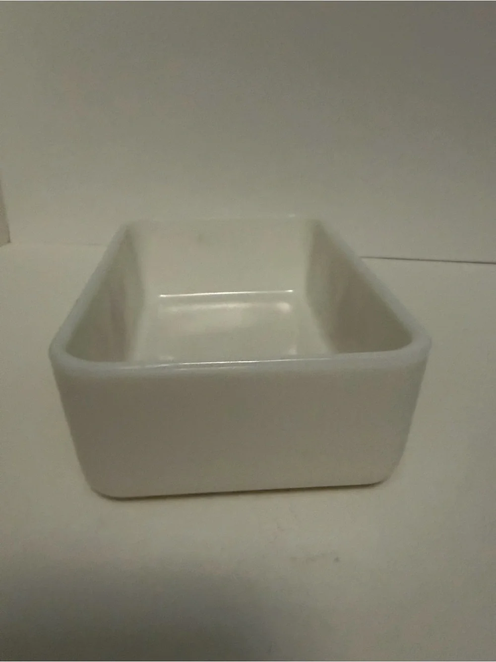 Vintage McKee White Milkglass Refrigerator Dish w/ Red Sailboat
